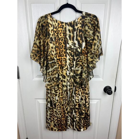 LASAGRADA Leopard Animal Print Flutter Sleeve Belted Pleated Dress EU 44 US 8 - Picture 12 of 12